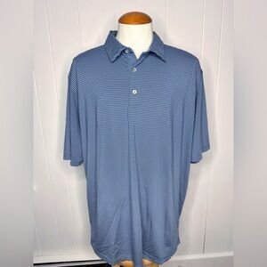 Genteal Blue White Striped Performance Polo Shirt